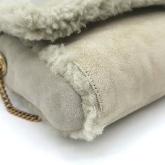 Saint Laurent Kate Shearling Medium Reversible Shoulder Bag Beige Suede - Picture 9 of 12